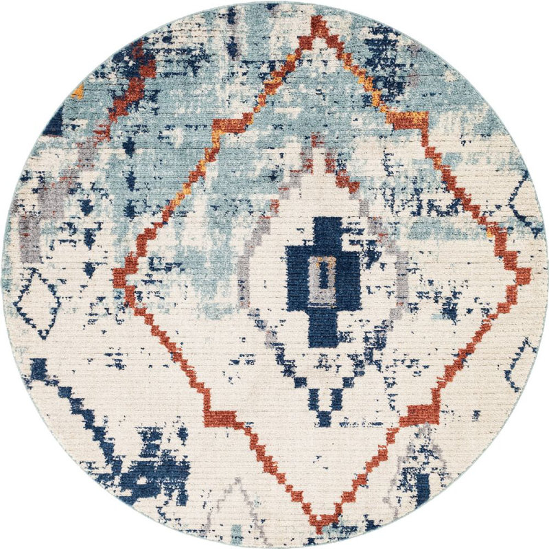 Victorville Abstract Indoor Rug, Round 4'