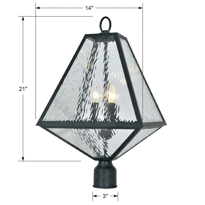 Glacier  1-Light 14" Post Light, 15.5'' H x 8'' W