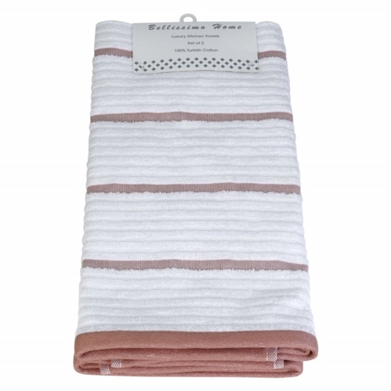 Rio Cotton Stripe Waffle Tea Towel Kitchen Towel, Terracotta