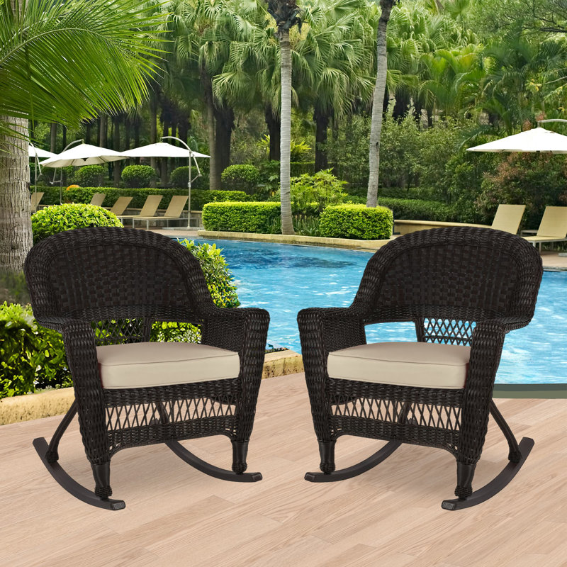 Chaise berçante en osier Raenesha, Espresso, Brun clair