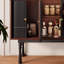 Buffet en bois massif noir et noyer