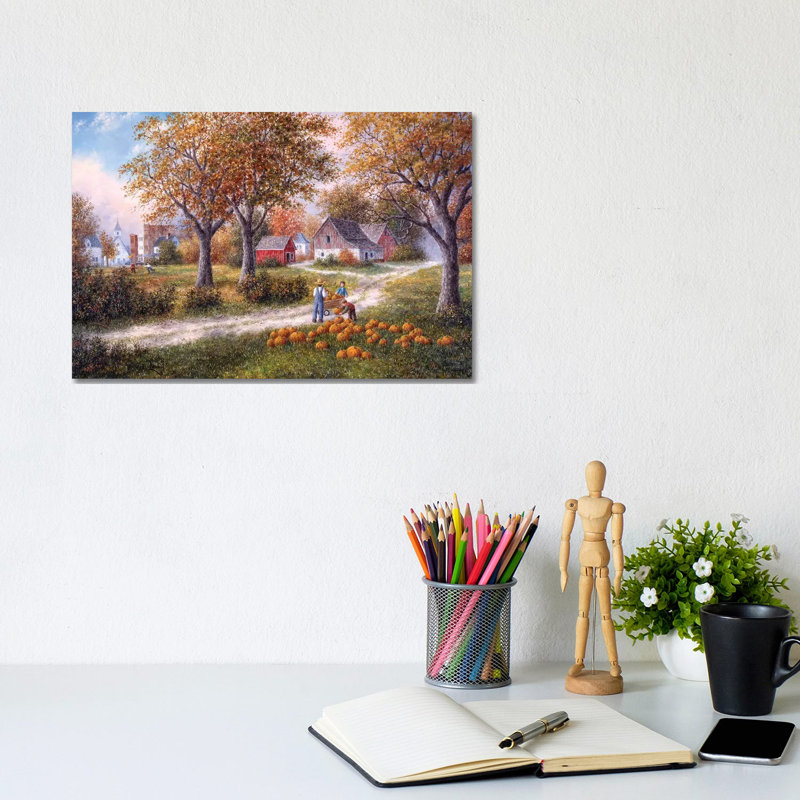 Pumpkin Harvest 1 Piece Wrapped Canvas Painting, 20.32 cm H x 30.48 cm W