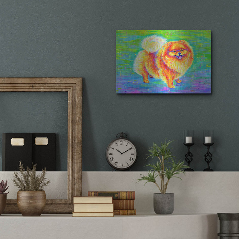 «Rainbow Pomeranian» par Rebecca Wang Art, H 12 po x l 16 po