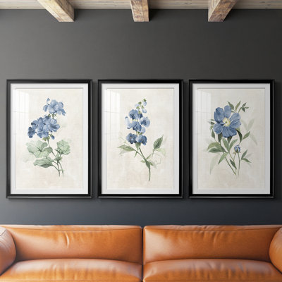 Farmhouse Periwinkle I  -Custom Framed  Premium Print W Matt - 3 Pieces