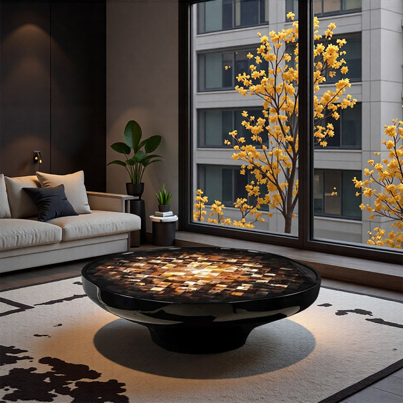 Irregular-shaped mosaic coffee table