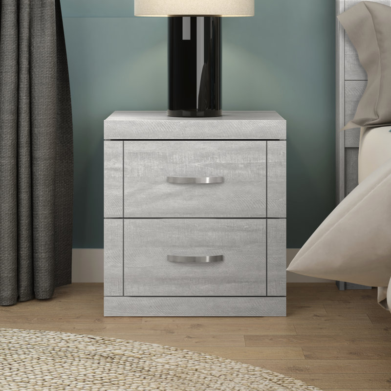 Table de chevet 2 tiroirs 20,31 po Avigail, Gris, Individuel