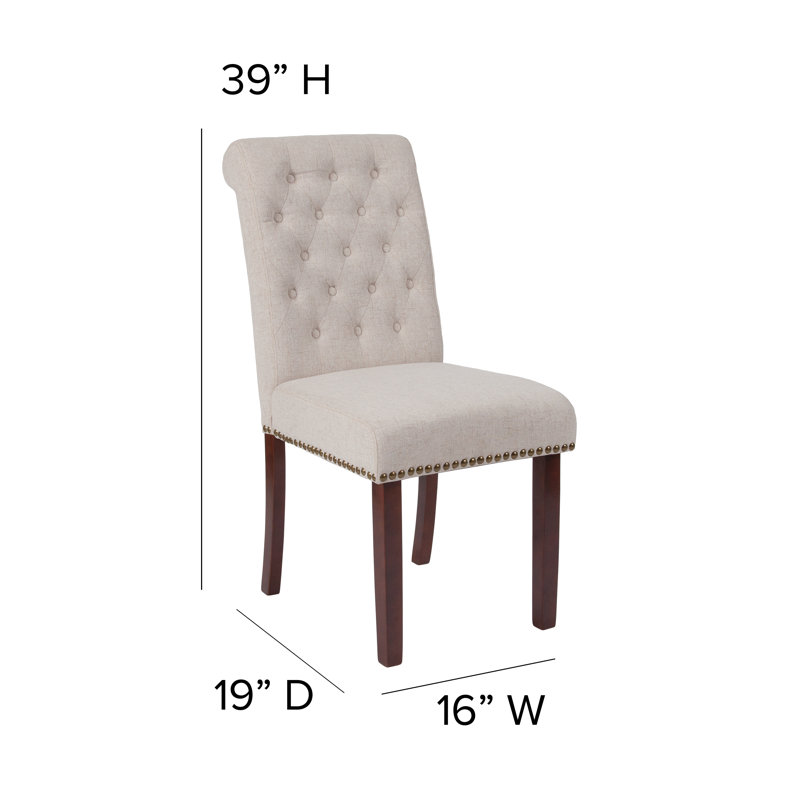 Pershing Parsons Chairs-Rolled Back, Accent Nail Trim, Beige