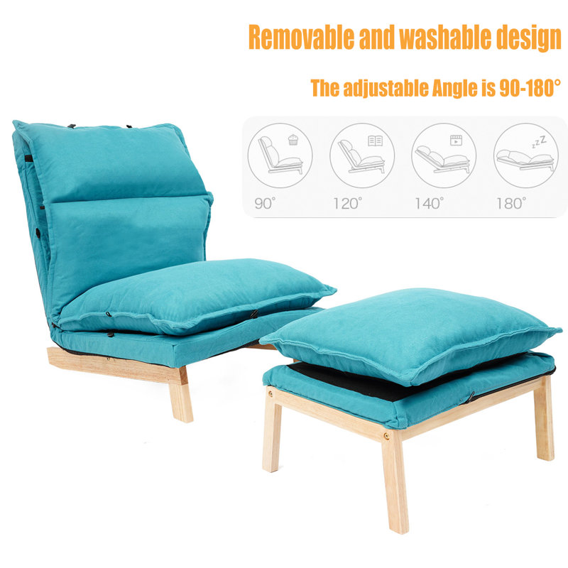 Single Lazy Sofa With Stool, Aqua