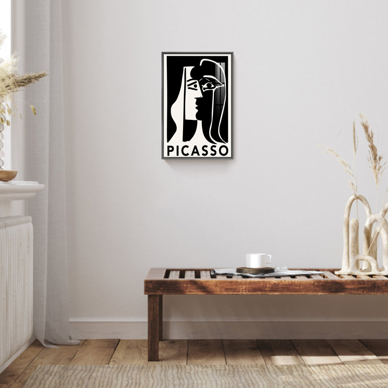 Art mural Picasso, reproduction de Pablo Picasso, femme noire et abstraite, Noir, H 16 po x l 12 po