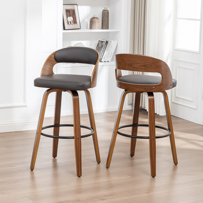 Artnagullian Swivel Vegan Leather Counter And Bar Stools, Counter Stool  (25" Seat Height), Brown