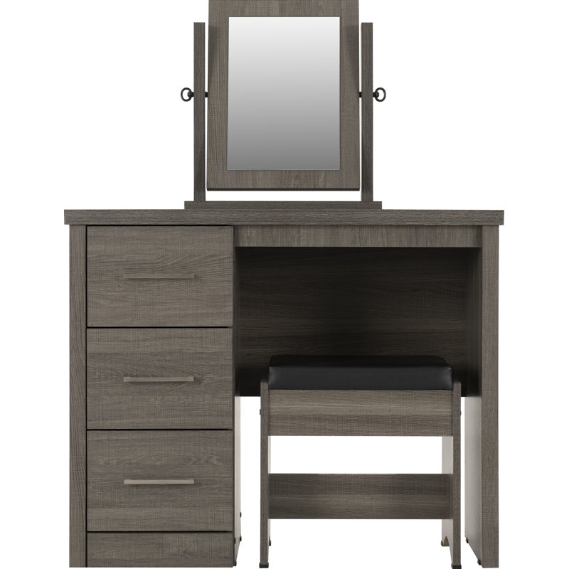 Kelton Dressing Table Set with Mirror, Grey