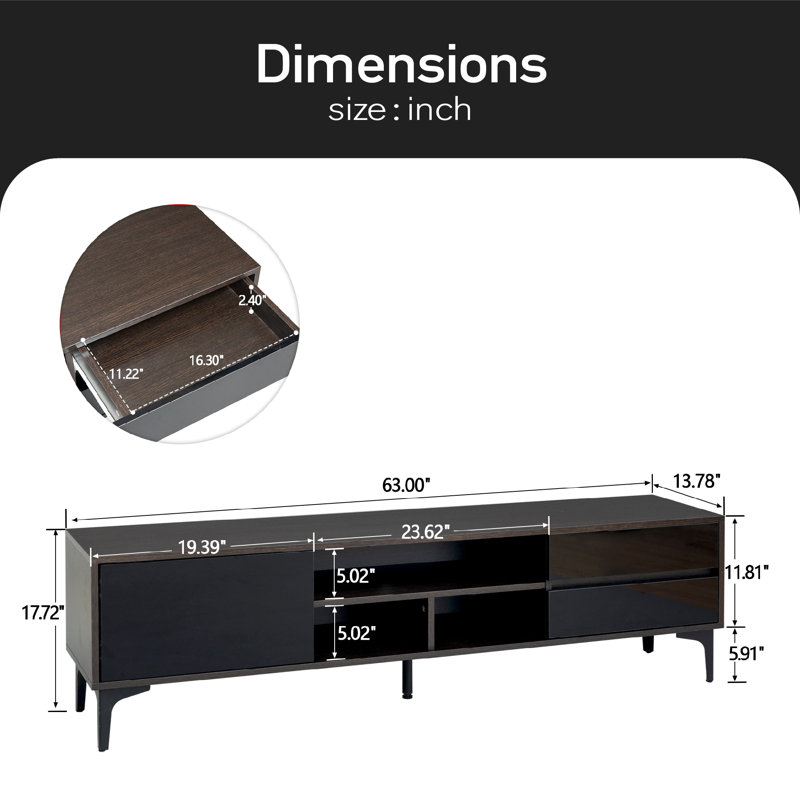 Crédence de rangement l 62,99 po Tyshun, Noir