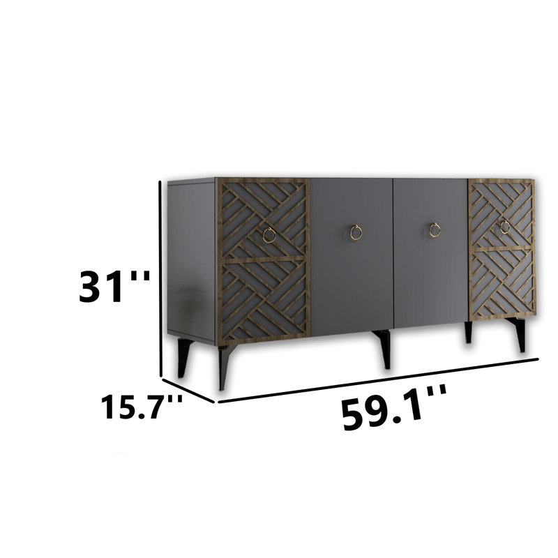 59'' Wide Rectangle Console With Pattern, Anthracite/Black
