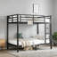 Lit superposé simple en métal pour adolescents et adultes - Économie d'espace, silencieux, sans sommier, noir-1368693201-1368693203