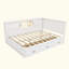 Cadre de lit en L avec tiroir et bibliothèque, lit d'angle en bois avec éclairage à DEL et port USB pour petite pièce, chambre à coucher, chambre d'amis