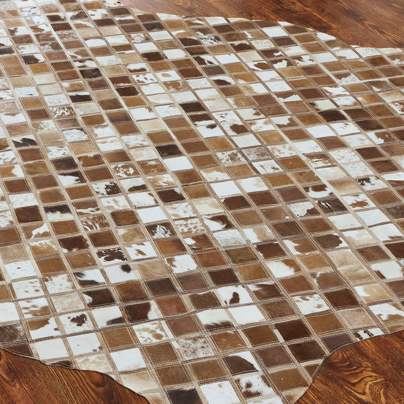 Brelin Cowhide Patchwork Area Rug, Novelty 9'6" x 13'