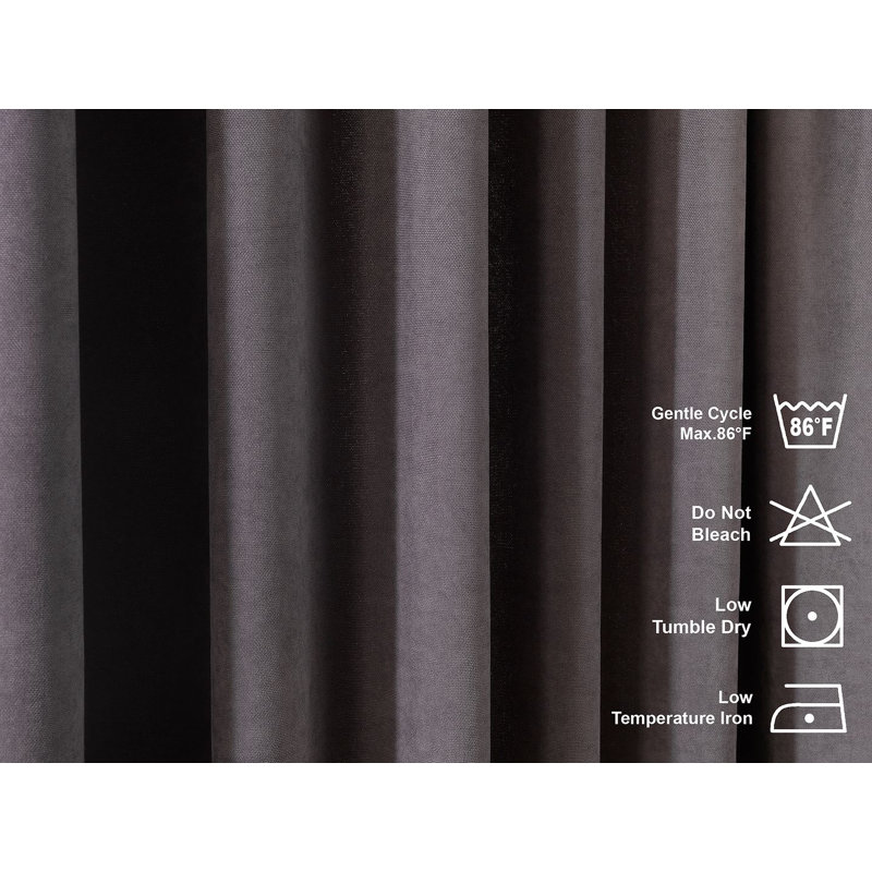 Panneau de rideau simple décoratif à double pincement très long et très large, Gris foncé, L 26 po x L 120 po