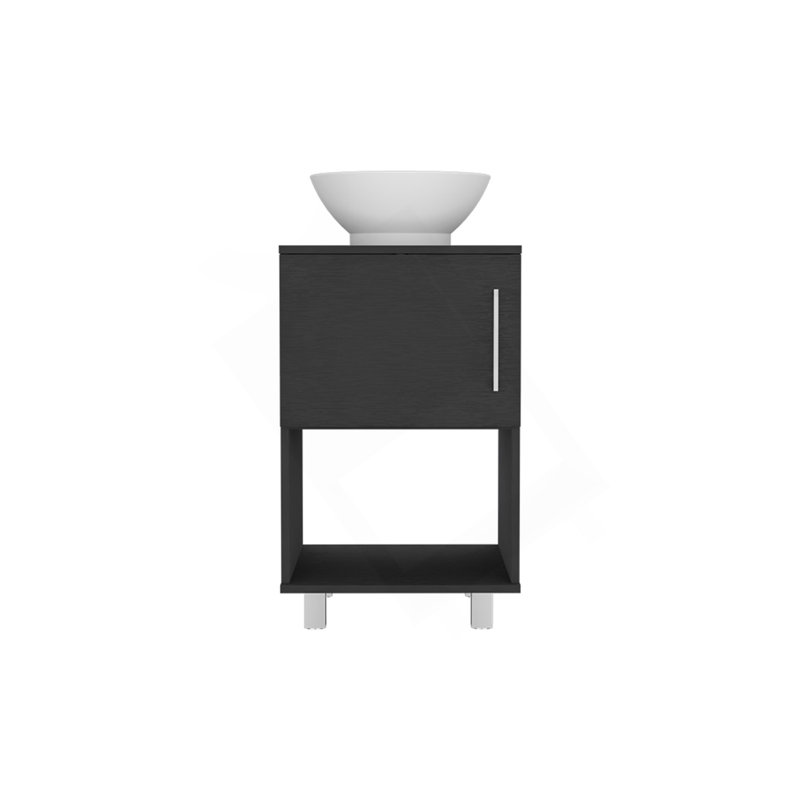 Meuble-lavabo simple 18 po Gouda, une tablette ouverte, une armoire à porte simple - noir, Noir