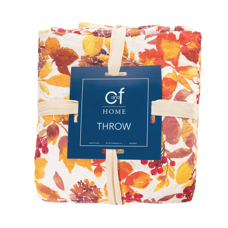 Cordelia Quilted Fall Leaves Watercolor Throw Blanket
