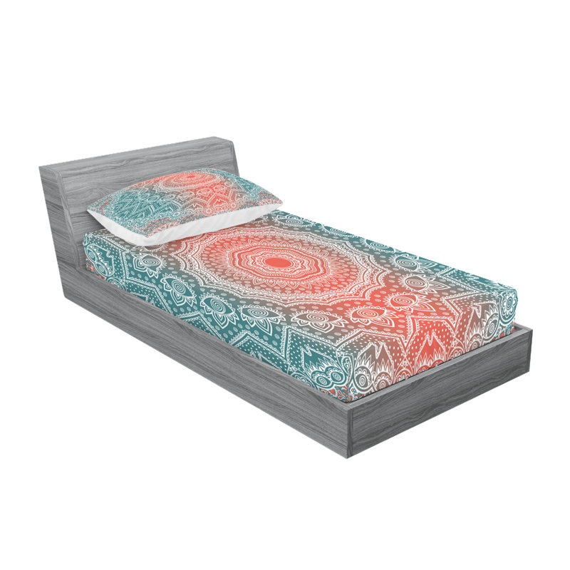 Drap-housse et coussin décoratif Ambesonne corail et bleu sarcelle, corail bleu sarcelle