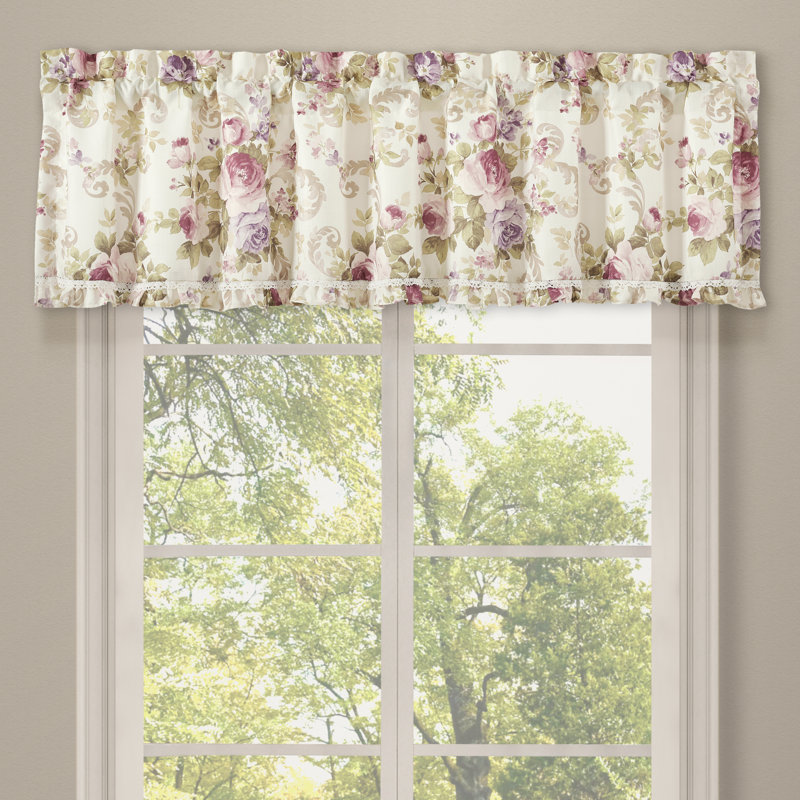 Chambord Floral Lavender and Taupe Polyester Window Valance