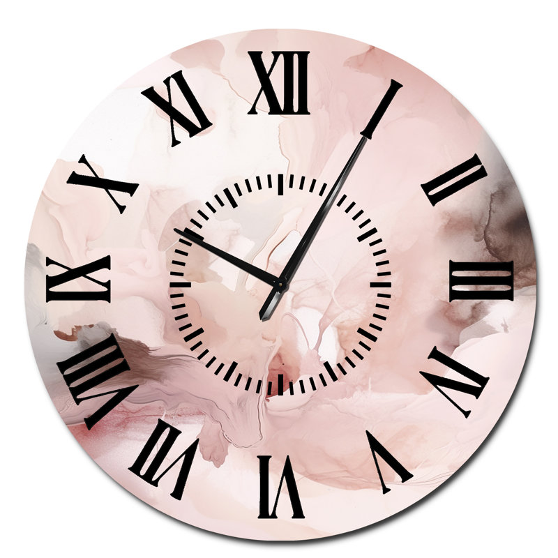 Horloge murale rose délicate abstraite marbre III, Surdimensionné
