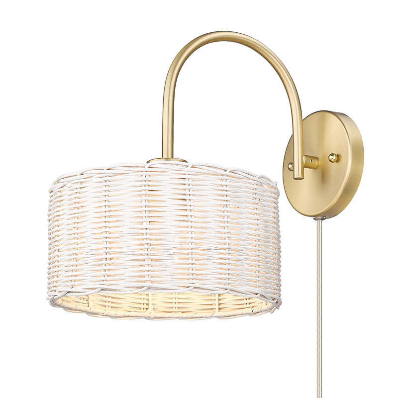 Cuthmore Steel Spotlight, Brushed Champagne Bronze, White Wicker