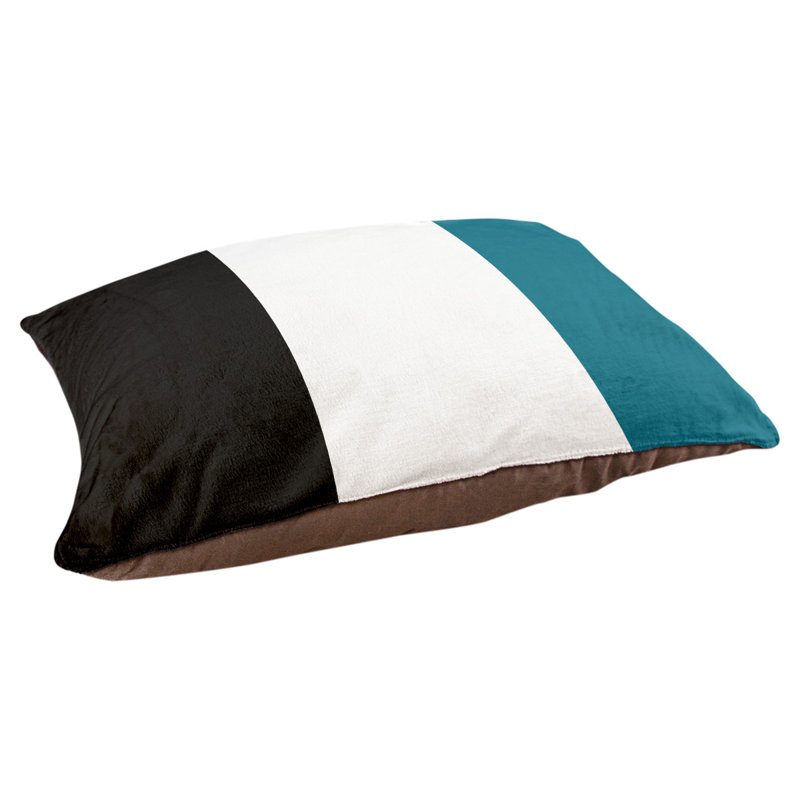 Coussin d'extérieur New York, Petit (l 28 po x P 18 po x H 6 po), Noir / blanc / aqua