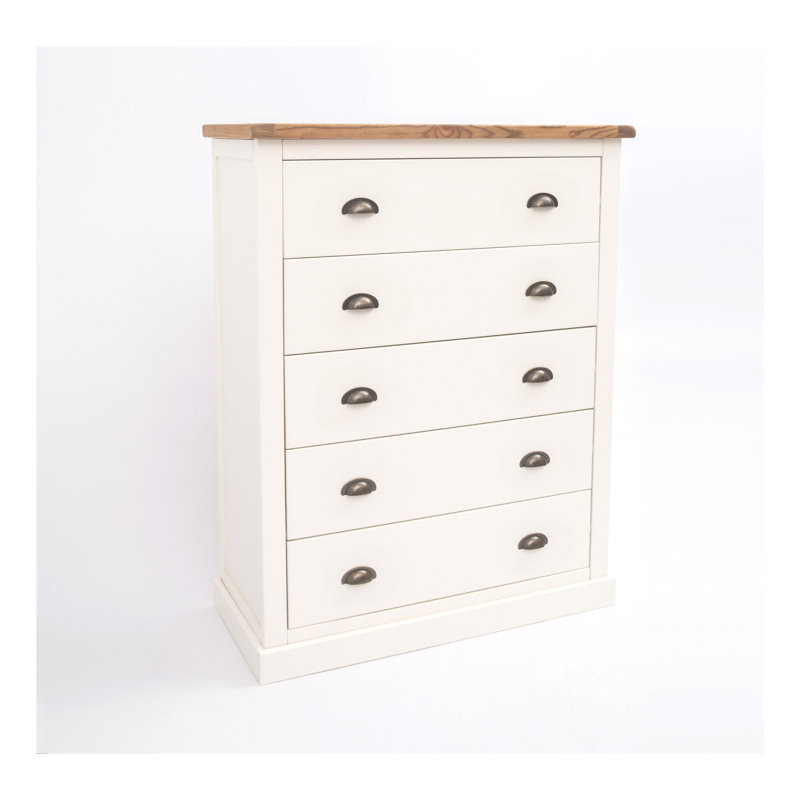 5 Drawer 90cm W Chest, Off White