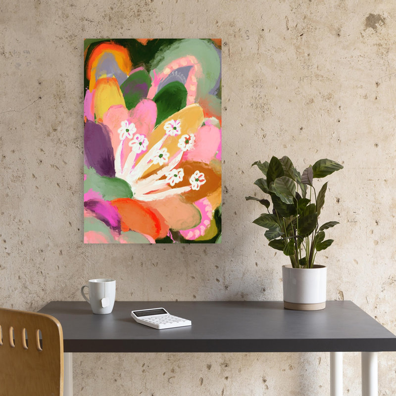 Blooming Whispers Abstract Bold Colorful Flower Nature Wall Art Print, 45.72cm H x 30.48cm W