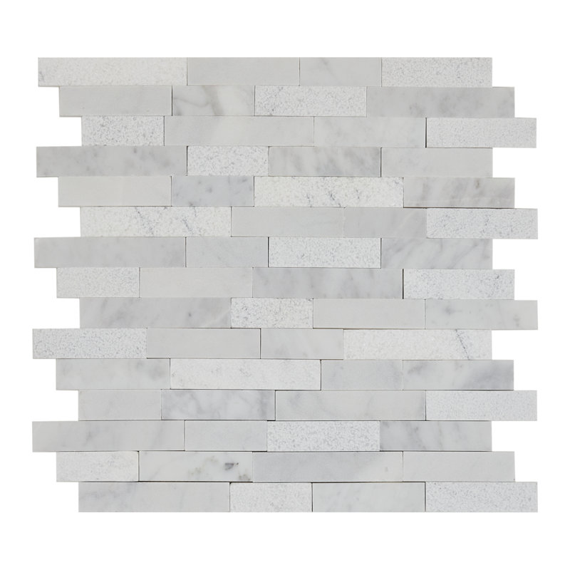 Minute Mosaix Marble Linear Mosaic Wall Tile, Carrara White