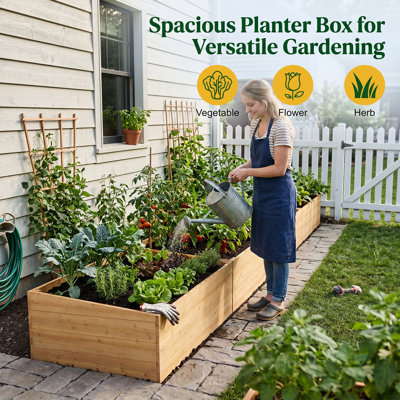 Set of 4 38.6" W Cedar Raised Garden Beds, Open-Bottom Planter Boxes for Vegetables, Herbs & Flower