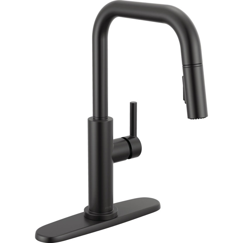 Nicoli U-Spout Pull Down Sprayer Kitchen Sink Faucet, Single Handle Kitchen Faucet, Matte Black
