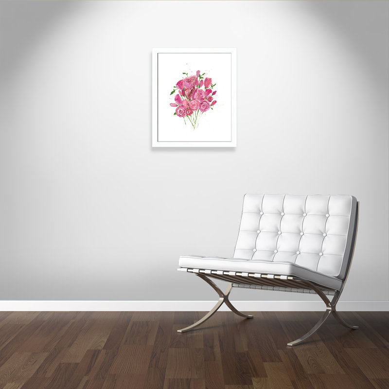 Morning Roses - peinture encadrée, Blanc mat, H 23 po x l 27 po x P 1,25 po