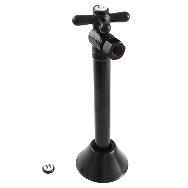 Kingston Brass Vintage 1/2-Inch Sweat x 3/8-Inch OD Comp Quarter-Turn Angle Stop Valve, Matte Black