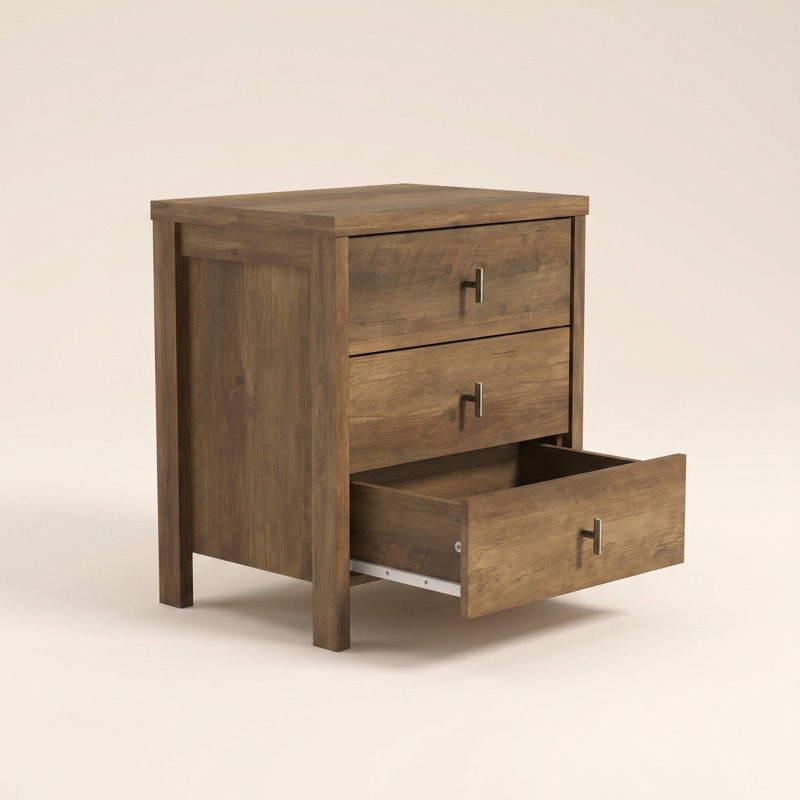 Wilder Modern 3 Drawer Nightstand, Knotty Oak