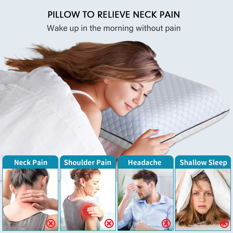 Standard Blue Ventilated Memory Foam Cooling Pillow