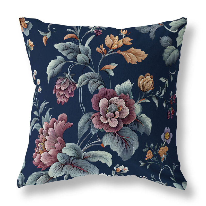 Orchit Magic Floral Reversible Throw Pillow, 20"H x 20"W, Blue/Purple Floral
