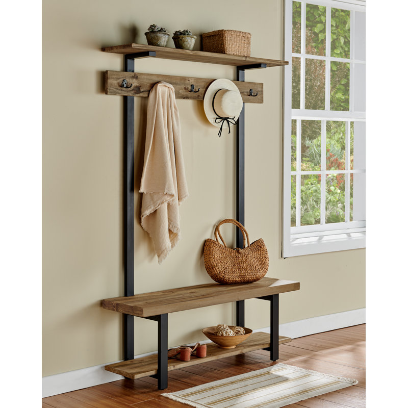 121.92 cm W Hall Tree with Storage Bench and Shoe Storage, Brown