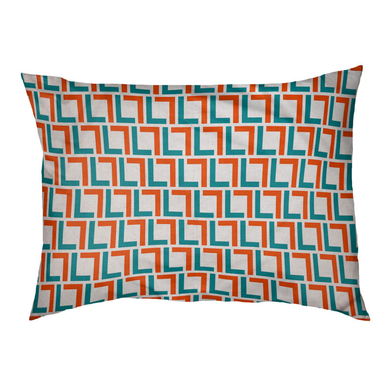 Coussin d'extérieur pour chien Tuileries, Très grand (l 40 po x P 50 po x H 6 po), Blanc / bleu sarcelle / orange