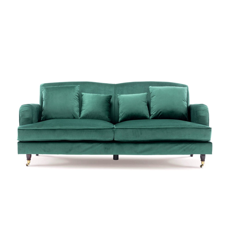 Penermon Roll Arms Sofa, Emerald Green Velvet, 3
