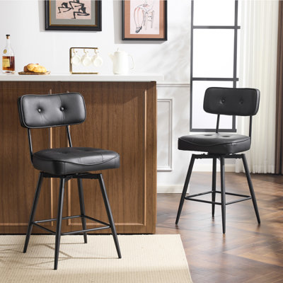 Swivel Upholstered Counter Stool with Metal Frame