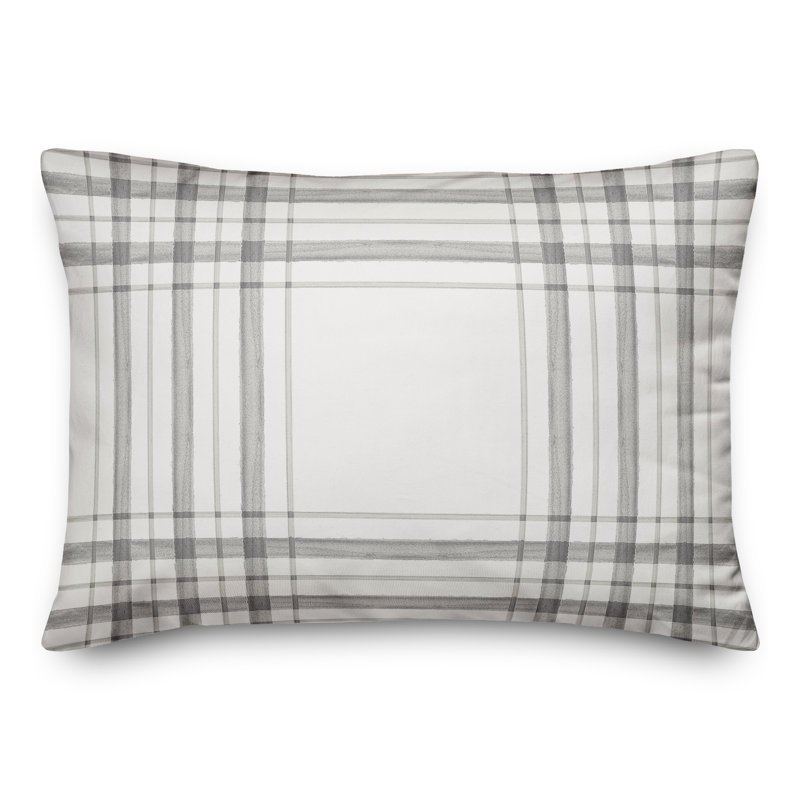Plaid Outdoor Throw Pillow, Gray
