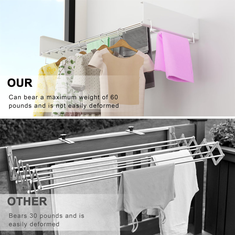 Metal Foldable Wall-Mounted Drying Rack, White