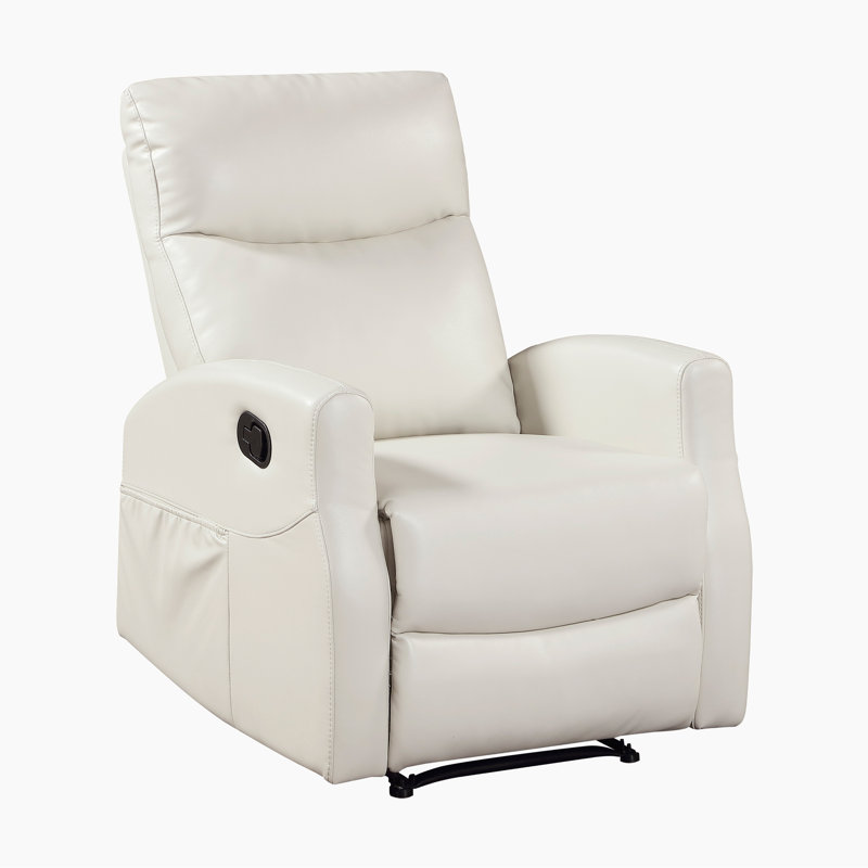 Marnie 29" Modern & Contemporary Faux Leather Manual Recliner with Space-Saving Wall-Hugger Design & Integrated Magazine Pocket