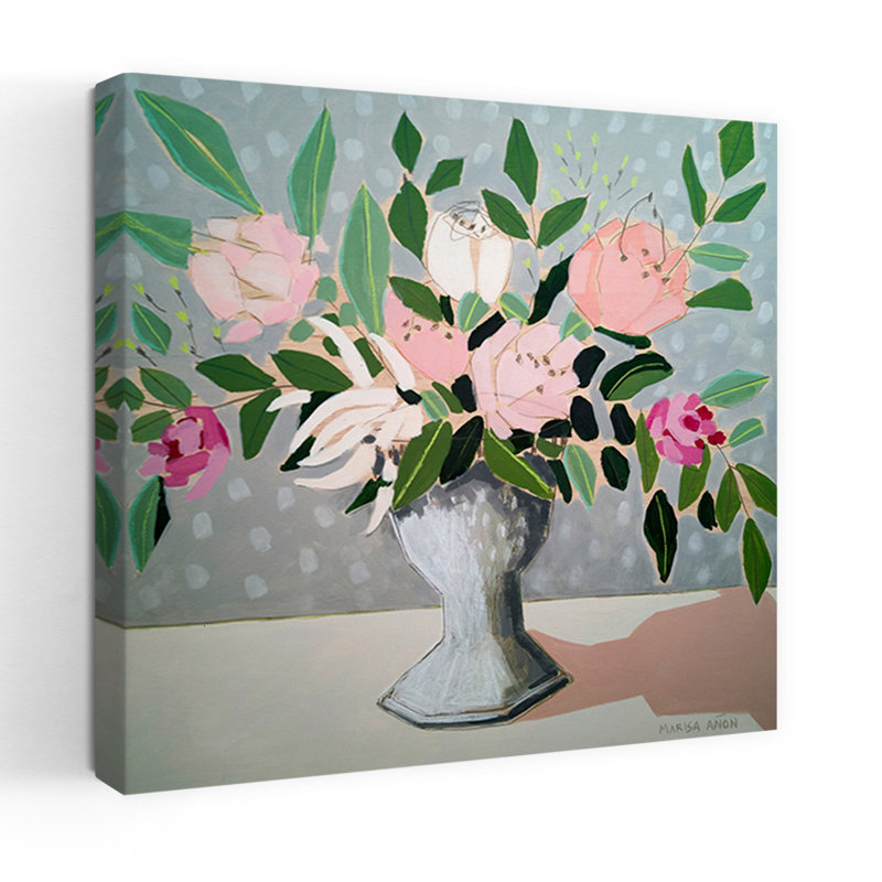 Fleurs printanières 1, art floral contemporain, H 36 po x l 36 po