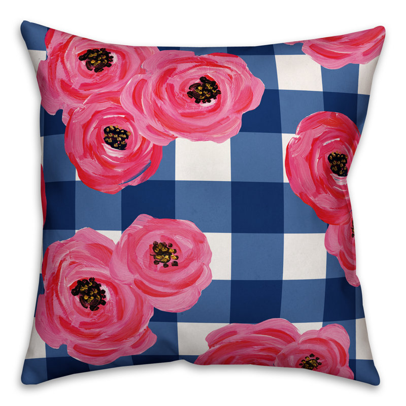 Gingham Outdoor Reversible Throw Pillow