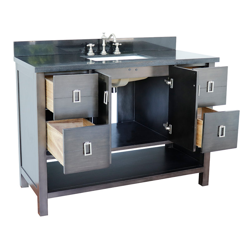Wilhoit 49'' Single Bathroom Vanity with Top, Silvery Brown/Black Galaxy