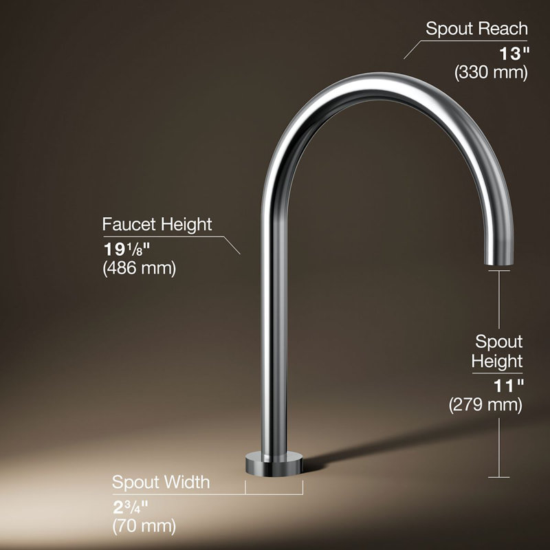 Robinet de bain à fixation sur plateau Laminar, Chrome poli