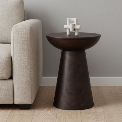 Table de bout ronde en bois massif 21 po